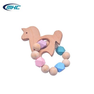 Μωρών χαντρών σιλικόνης ξύλινη μορφή πόνι Teether Diy χειροποίητη εύκολη να καθαρίσει προσαρμοσμένος
