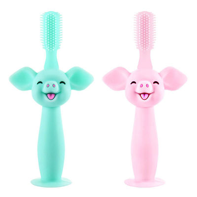 Μωρό Teether, χοίρος σιλικόνης κινούμενων σχεδίων συνήθειας κατάρτισης νηπίων οδοντοβουρτσών μωρών σιλικόνης βαθμού τροφίμων