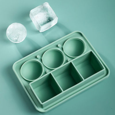 MHC Ice Cube Trays για ψυγείο Σιλικόνη με κάλυμμα Μεγάλο τετράγωνο και στρογγυλό εργαλεία παγωτού