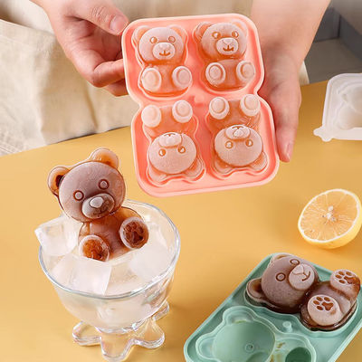 MHC Custom Shape Logo Factory Wholesale Pink Animal Ice Cube Tray Σιλικόνη Μικρό 3D Bear Shape Ice Cube