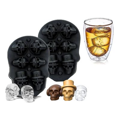 MHC 3D Σχήμα κρανίου Κράνος Σχήματα πάγου για δίσκο ουίσκι με μη διαρροή κάλυμμα
